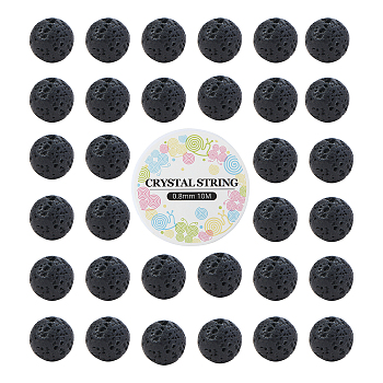 DIY Natural Lava Rock Bead Stretch Bracelet Making Kits, with Elastic Crystal Thread, Beads: 6mm, Hole: 0.8mm, 100pcs/set, Thread: 0.8mm, about 10m/roll, 1roll