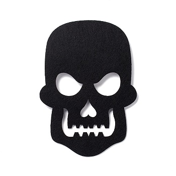 Wool Felt Skull Party Decorations, Halloween Themed Display Decorations, for Decorative Tree, Banner, Garland, Black, 198x138x2mm
