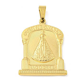 Ion Plating(IP) 304 Stainless Steel Pendants, Religious Theme Charm, Arch with Saint, Golden, 26.5x20x2mm, Hole: 5x3mm