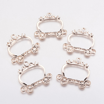 Alloy Open Back Bezel Pendants, For DIY UV Resin, Epoxy Resin, Pressed Flower Jewelry, Pumpkin Carriage, Rose Gold, 35x38x3mm, Hole: 3x5mm