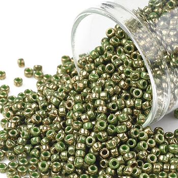 TOHO Round Seed Beads, Japanese Seed Beads, (1702) Gilded Marble Green, 11/0, 2.2mm, Hole: 0.8mm, about 5555pcs/50g