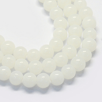 Baking Painted Imitation Jade Glass Round Bead Strands, White, 10~10.5mm, Hole: 1.5mm, about 85pcs/strand, 31.4 inch