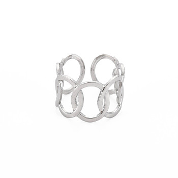 304 Stainless Steel Interlocking Oval Open Cuff Ring, Stainless Steel Color, US Size 8(18.1mm)