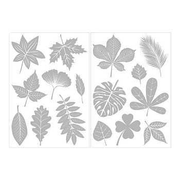 Waterproof PVC Electrostatic Window Stickers Brick Pattern Stickers, Leaf, Leaf Pattern, 29.8x21x0.05cm, 2 sheets/set