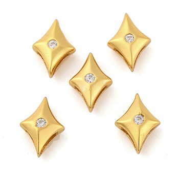 925 Sterling Silver Micro Pave Clear Cubic Zirconia Slide Charms, Star, Real 18K Gold Plated, 7x5x2.5mm, Hole: 3x0.7mm