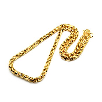 Fashionable 304 Stainless Steel Wheat Chain Necklaces for Men, with Lobster Claw Clasps, Golden, 23.62 inch(60cm)x6mm