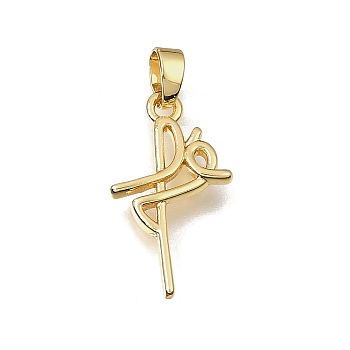 Brass Pendants, Word Fe Charms, Rack Plating, Long-Lasting Plated, Cadmium Free & Lead Free, Golden, 21x12x2.5mm, Hole: 5x2mm