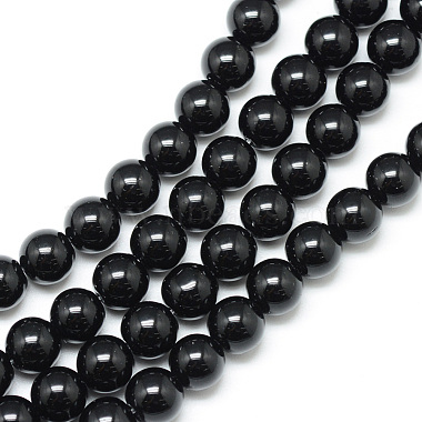 4mm Round Black Stone Beads