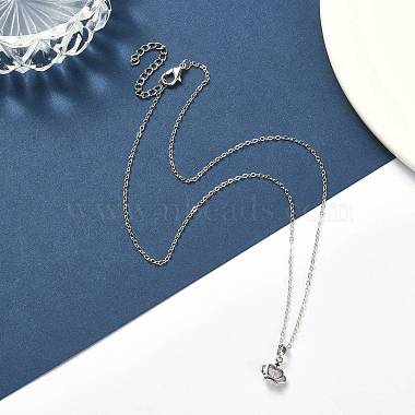 Light Rose Rhinestone Crown Pendant Necklace with Cable Chains(NJEW-FZ00019)-2