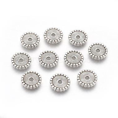 Antique Silver Flat Round Alloy Spacer Beads