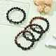 Natural & Synthetic Mixed Gemstone & Wood Cross Beaded Stretch Bracelet(BJEW-JB09623)-2