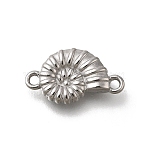 304 Stainless Steel Connector Charms, Shell Shape Links, Anti-Tarnish, Stainless Steel Color, 18.5x10.5x3.5mm, Hole: 1.5mm(X-STAS-C119-03P)