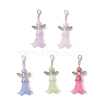 10Pcs 5 Colors Acrylic Pendant Decorations, Angel, with ABS Plastic Imitation Pearl and Alloy Clasps, Mixed Color, 57mm, 2pcs/color(HJEW-JM03627-S)