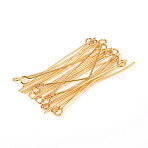 304 Stainless Steel Eye Pins, Golden, 35mm, Hole: 2mm, Pin: 0.6mm(STAS-L244-03G-G)