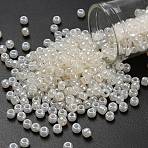 TOHO 6/0 Round Beads, Japanese Seed Beads, (663) Cream Opal Luster, 4mm, Hole: 1.5mm, about 840pcs/50g(SEED-XTR06-0663)