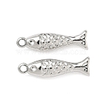 Brass Pendants, Fish, Platinum, 20x5x4.5mm, Hole: 1.4mm(KK-H526-02A-P)