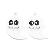 Halloween Theme Rack Plating Alloy Pendants, with Enamel, Ghost, 29x23x2mm, Hole: 2.5mm(X-FIND-M020-01C-EB)