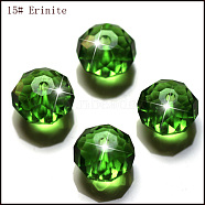 Imitation Austrian Crystal Beads, Grade AAA, Faceted, Rondelle, Green, 6x4mm, Hole: 0.7~0.9mm(SWAR-F068-4x6mm-15)