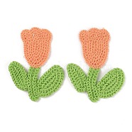 Tulip Flower Shape Polyester Knitted Appliques, Costume Hat Bag Ornament Accessories, Sandy Brown, 78x62x2.5mm(PATC-WH0005-12D)