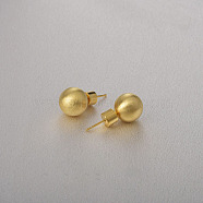 Round Ball Drawbench Brass Ear False Plugs for Women, Real 18K Gold Plated, 22x10mm(EJEW-G391-24D-G)