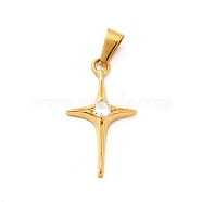304 Stainless Steel Pendants, with Crystal Rhinestone, Star Charms, Golden, 27.5x15x4mm, Hole: 7x3mm(STAS-K243-29G)