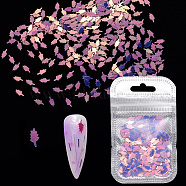 Shining Nail Art Glitter, Manicure Sequins, DIY Sparkly Paillette Tips Nail, Leaf, Medium Purple, 7x3x0.2mm, about 2g/bag(MRMJ-Q072-52B)