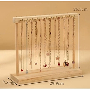 Wooden Necklace Display Stands, Jewelry Organizer Display Rack for Necklace, BurlyWood, 9.8x29.9x26.3cm(PW-WG23656-02)