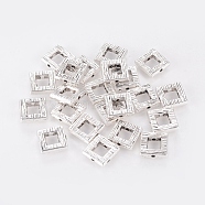 Tibetan Style Bead Frames, Cadmium Free & Lead Free, Square, Antique Silver, about 10mm long, 10mm wide, 2.5mm thick, Hole: 1mm(AB5064Y)
