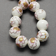 Handmade Printed Porcelain Beads, Round, Goldenrod, 16mm, Hole: 4mm(X-PORC-Q199-16mm-02)