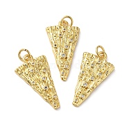 Rack Plating Brass Pave Cubic Zirconia Pendants, with Jump Ring, Lead Free & Cadmium Free, Long-Lasting Plated, Triangle Charm, Real 18K Gold Plated, 25.5x13.5x3mm, Hole: 3.4mm(KK-O142-20G)