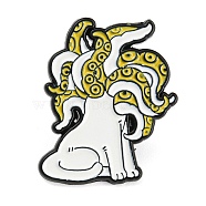 Octopus Dog Enamel Pins, Alloy Badge for Backpack Clothes, Yellow, 26x21.5x1mm(JEWB-F024-01E)