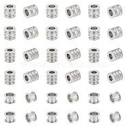 60Pcs 3 Style 303 Stainless Steel European Beads, Large Hole Beads, Grooved Column, Stainless Steel Color, 8~9x5.5~8.5mm, Hole: 4~5.5mm, 20Pcs/style(STAS-UN0055-73)