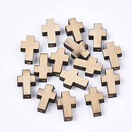 Natural Wooden Beads, Cross, Wheat, 15x9.5x4.5mm, Hole: 1.8mm(WOOD-S050-41)