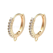 Brass Micro Pave Cubic Zirconia Hoop Earrings Findings, Ring, Real 18K Gold Plated, 13.5x12.5x1.5mm, Hole: 1mm, Pin: 0.7mm(KK-P257-05G)