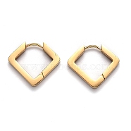 304 Stainless Steel Rhombus Huggie Hoop Earrings, Golden, 17x20x3mm, Pin: 1mm(STAS-J033-08G)