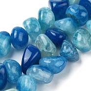 Natural Agate Beads Strands, Tumbled Stone, Dyed & Heated, Nuggets, Cornflower Blue, 8~16x9~13x9~12mm, Hole: 1.4mm, about 36~42pcs/strand, 14.96 inch(38cm)(G-L560-L13)