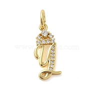 Brass Micro Pave Cubic Zirconia Pendants, with Jump Ring, Letter Y, 18x9x2mm, Ring: 6x1mm, Inner Diameter: 4mm(KK-M273-01G-Y)