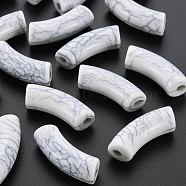 Opaque Crackle Acrylic Beads, Curved Tube, White, 36x13.5x11.5mm, Hole: 4mm, about 148pcs/500g(MACR-S372-001N-010)