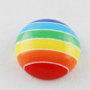 Striped Resin Cabochons, Half Round, Red, 12x4.5~5.5mm(X-CRES-Q094-12mm-9)