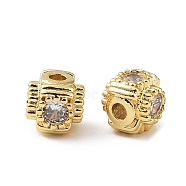 Brass Micro Pave Cubic Zirconia Beads, Cube, Real 18K Gold Plated, 6x6x6mm, Hole: 1.6mm(KK-A189-15G)