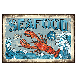 Vintage Metal Tin Sign, Iron Wall Decor for Bars, Restaurants, Cafe Pubs, Rectangle, Shrimp, 300x200x0.5mm(AJEW-WH0189-229)