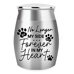 ARRICRAFT 1Pc Column Mini Stainless Steel Urn for Human Pet Ashes, Small Cremation Urn, Memorial Keepsake Ash Holder, with 1Pc Velvet Drawstring Pouches, Paw Print, 30x40mm(AJEW-AR0001-84A)