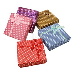 Cardboard Jewelry Set Boxes, Square, with Sponge, Mixed Color, 9x9x3cm(X-CBOX-B002-M)