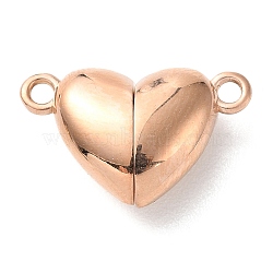Ion Plating(IP)  303 Stainless Steel Magnetic Clasps, Heart, Rose Gold, 10.5x16x5mm, Hole: 1.5mm(STAS-C076-02RG)
