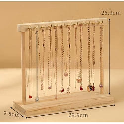 Wooden Necklace Display Stands, Jewelry Organizer Display Rack for Necklace, BurlyWood, 9.8x29.9x26.3cm(PW-WG23656-02)