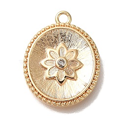 Brass Micro Pave Cubic Zirconia Pendants, Flower Charms, Real 18K Gold Plated, 16x12.5x2mm, Hole: 1.4mm(KK-U038-06G)