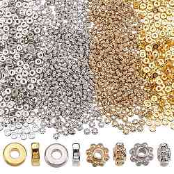 1200Pcs 4 Styles CCB Plastic Spacer Beads, Granulated Beads, Platinum & Golden, 5.5~6x2~3mm, Hole: 1.6~2mm, 300pcs/style(CCB-SP0001-07)