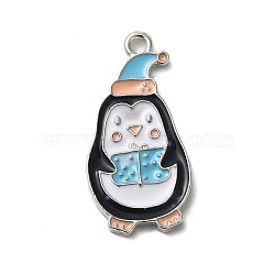 Winter Theme Alloy Enamel Pendants, Platinum, Penguin, 26.5x13x1.7mm, Hole: 1.8mm(ENAM-M002-04M-P)