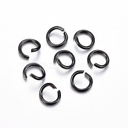 Ion Plating(IP) 304 Stainless Steel Open Jump Rings, Gunmetal, 21 Gauge, 4x0.7mm(STAS-H467-03B-4mm)