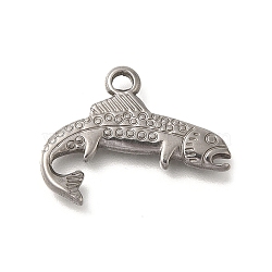 Anti-Tarnish 304 Stainless Steel Pendants, Fish Charm, Stainless Steel Color, 18x24.5x2.5mm, Hole: 2x2.4mm(STAS-M075-09P)